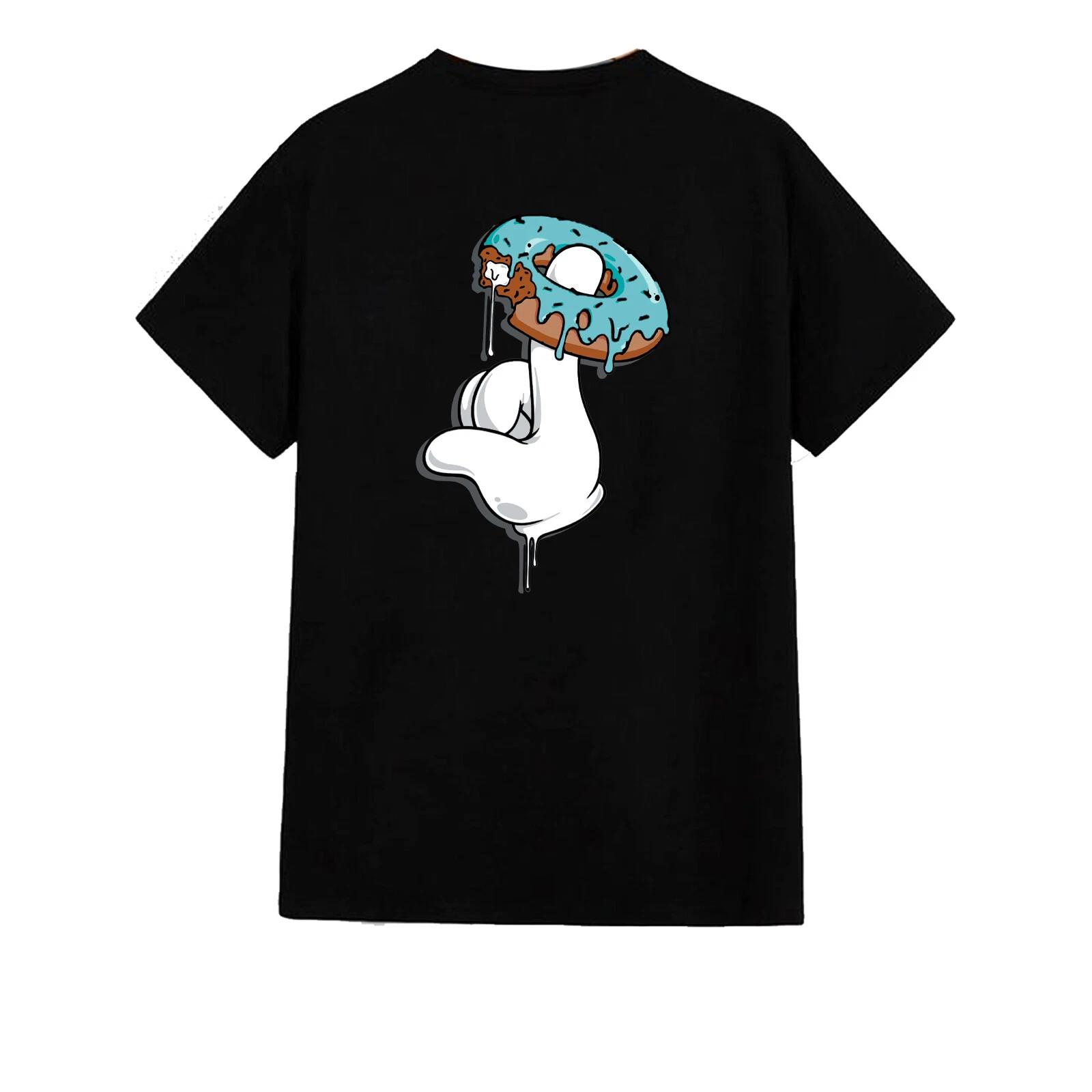 Unisex T-shirt - Donut Finger -Original Funny Summer Couple Cartoon Student Cute 2XL