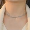 Golden Double Snake Chain Love Knot Pendant Necklace For Women Minimalist Jewelry Gift