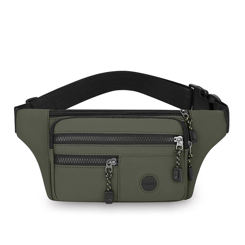 Solid Color Simple and Lightweight Men's Chest Bag Multi Layer Portable Cashier Purse PU Leather Leisure Out One Shoulder Messenger Bag.