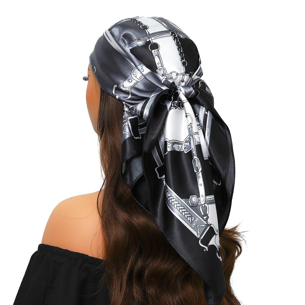 90*90cm Silk Scarf Scarftop Headwraps For Woman Fashion Four Seasons Hair Accessories Hijab Foulard Bandana Femme Headscarf