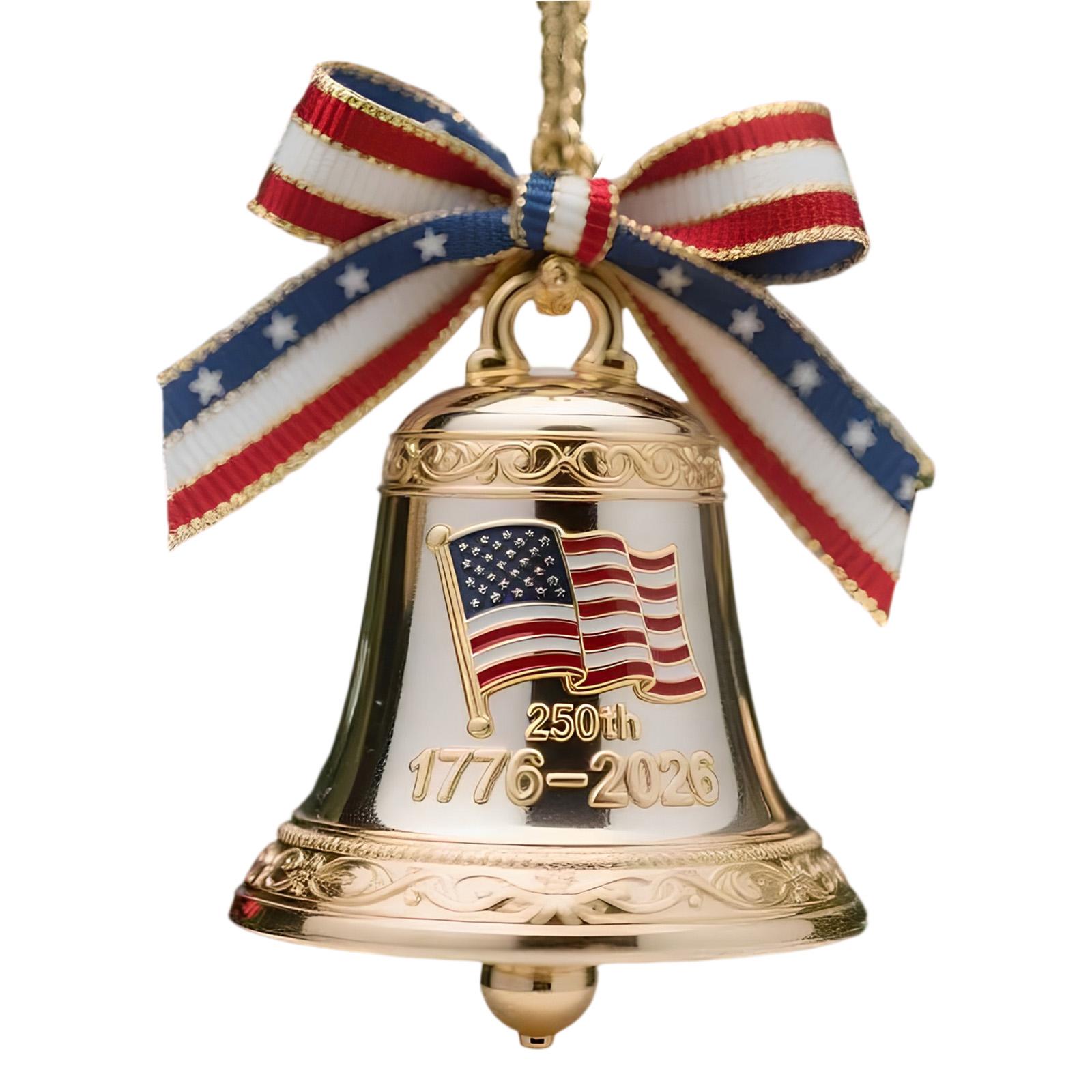 USA 250th Anniversary Bell Ornament America Founding 250th Commemorative Bell for Collectors Patriotic Christmas Tree