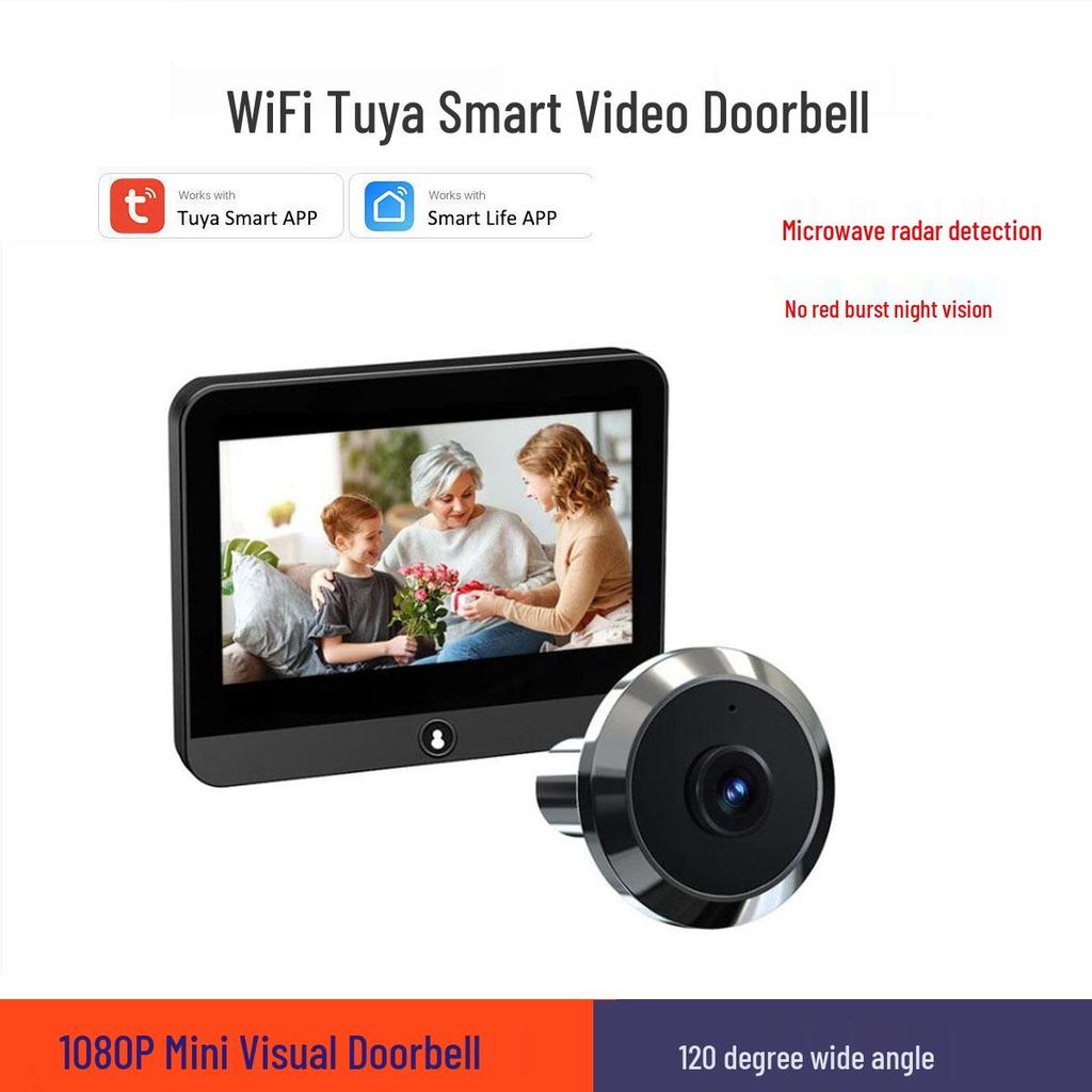 Tuya Smart WiFi Electronic Peephole Doorbell: Wireless Graffiti Camera with Remote Control.