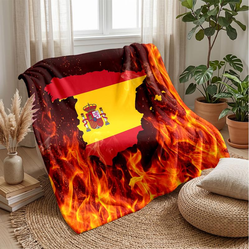 Spain football Printed Flannel Blanket Skin Friendly Warm Decorative Throw for Indoor Couch Bed Daily Use
