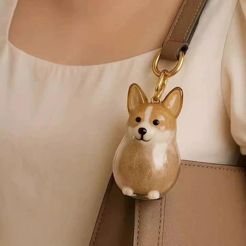 Clear Memorial Keychain For Pet Hair Keepsakes Storage Box Dog Furs Collector Keyring Pendants Charm Pet Lover Gifting