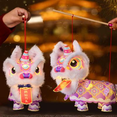 Lion Dance Lantern Handmade Chinese Traditional Lion DIY Crafts Spring Festival Handheld Lantern