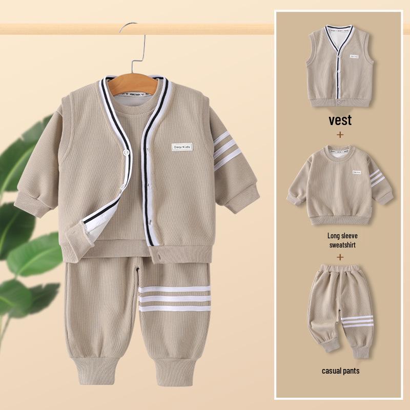 Boys' Spring & Fall Long-Sleeve Three-Piece Sportswear Set for Infants & Toddlers
