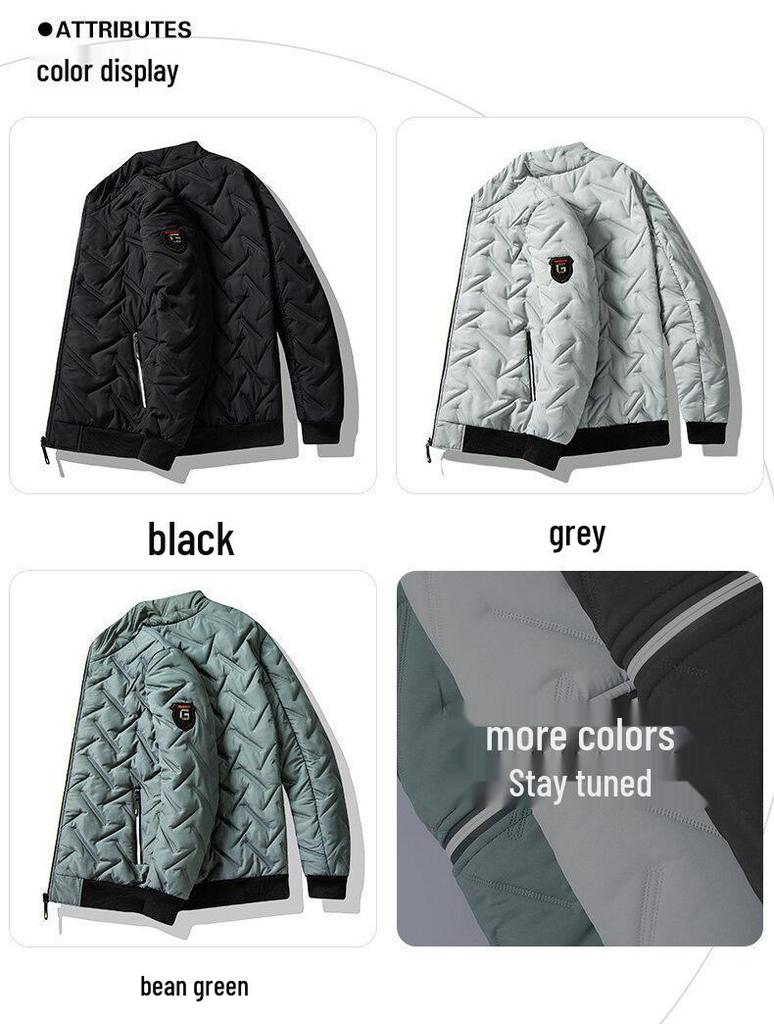 Męska Lekka Bawełniana Kurtka Puchowa jesienno-zimowa w Koreańskim Stylu z Kołnierzem Stójką