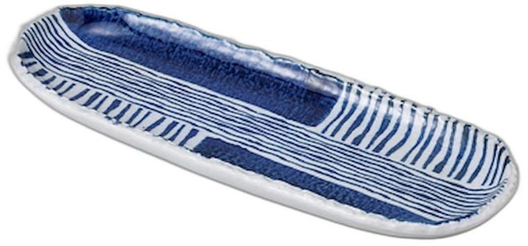 

Gothic Dyed Stripe Oval Plate x x Protruding Setomonohonpo 10.0 [31.8 11.6 2.8cm] Plate, Ceramic,