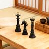 Chess Piece Statue Collectible Black White Horse Sculpture King Queen Knight Chess Piece Figurine for Home Office Desk Shelf Decoration
