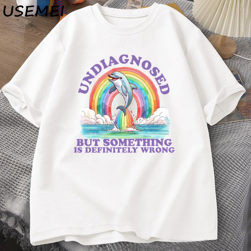 

Undiagnosed But Something Is Definitely Wrong T-Shirt Vintage Men s Clothes Summer Cotton Short Sleeves T Shirt Loose Tops M белый