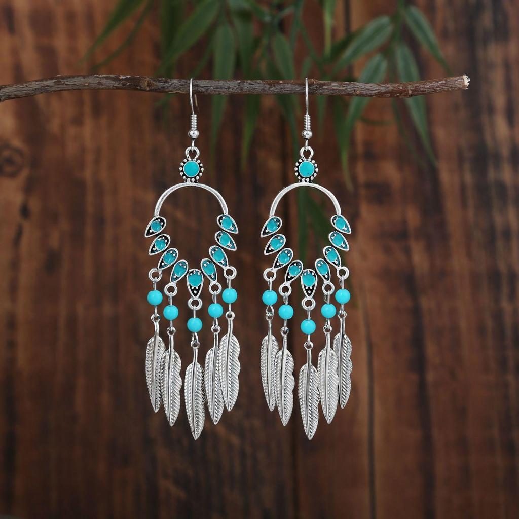 Bohemian Oval Tassel Beaded Earrings for Women - Ethnic Style