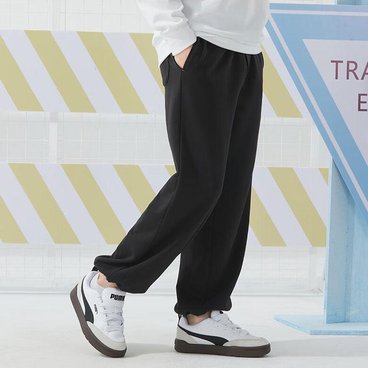 Puma Letter Logo Print Breathable Knitted Running Training Pants Unisex Pants Black 682928-01