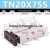 Double Shaft Pneumatic Cylinder with Dual Piston Rods TN10-40