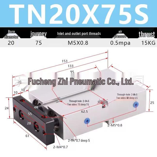Double Shaft Pneumatic Cylinder with Dual Piston Rods TN10-40