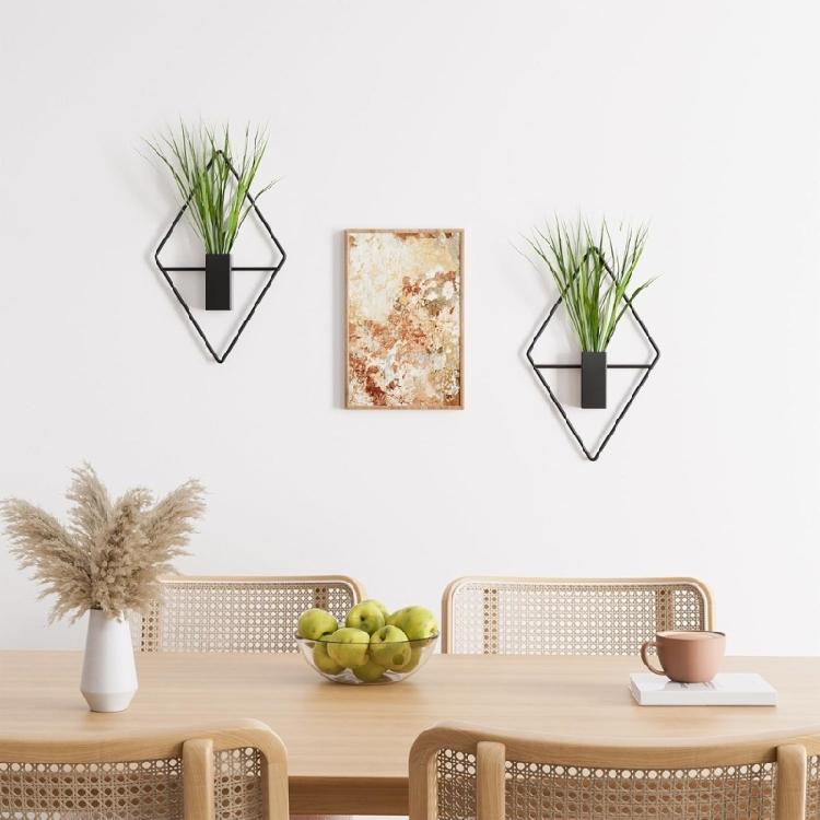 2pack Geometric Wall Mounted Plant Stylish Round Metal Hanging Planter for Modern Home Decoration