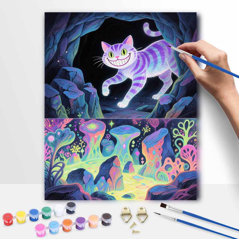 Disney Cheshire Cat wonderland oil paint by numbers painting kit handmade diy home decoration gift