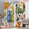 2pcs 2D Flat Printing Drapes Cute Jungle Animals Polyester Without Electricity Festive Curtains Perfect for Holiday Portraits