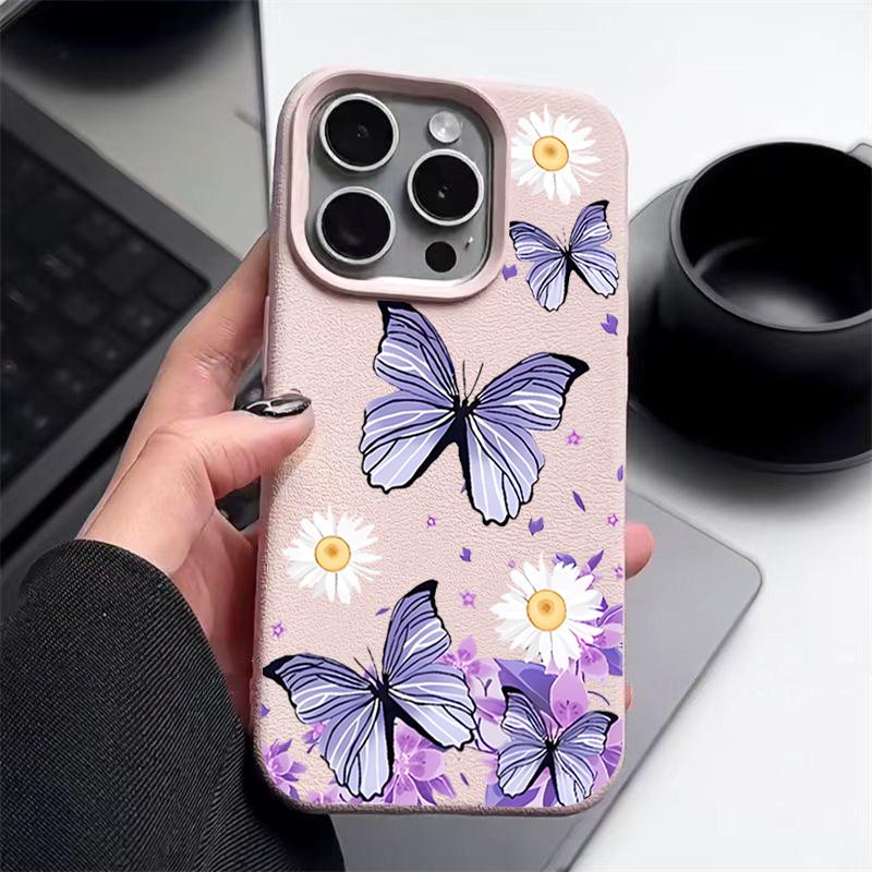 Cartoon Butterfly Flower Case For iPhone 16 Pro Max 15 14 13 12 11 Shockproof Slim Soft Silicone Case Cover