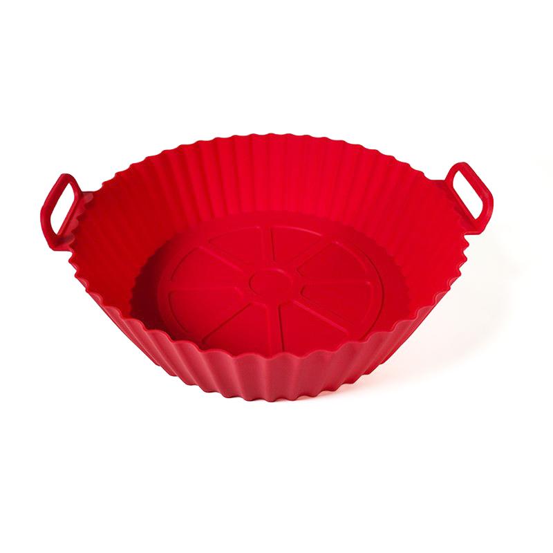 Silikonová podložka na pečení Opakovaně použitelná pánev na pečení pro horkovzdušnou fritézu Odolná vůči vysokým teplotám Skládací Potravinářská Dvojitá ucha Pekáč