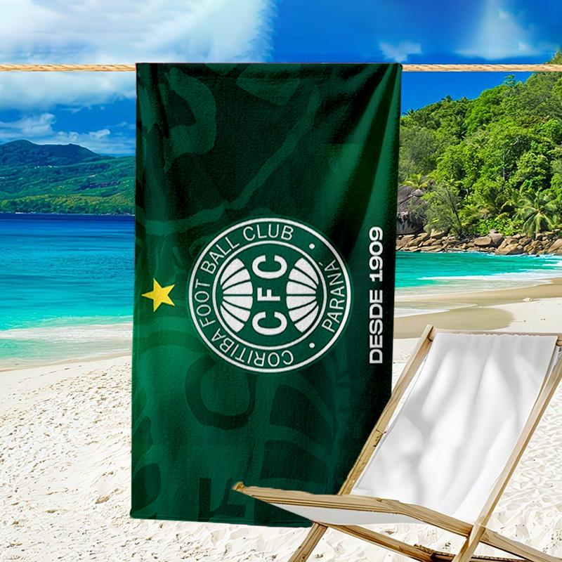 Green Football Club Emblem Printed Beach Towel, Super Soft Microfiber, Perfect Gift Birthday, for Pool, Beach, Travel, for family and friends