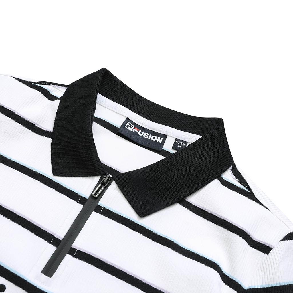 FILA Casual Striped Knitted Polo Shirt Women tops White T11W326101F-WT