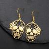 Dawapara Skull Earrings Gothic Skull Rose Dangle Earrings Stainless Steel Goth Jewelry Halloween Graduation Gifts