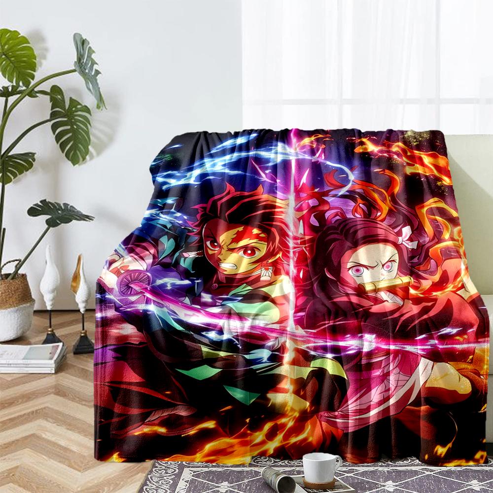 Demon Slayer Theme Printed Blanket - Perfect for Couch, Bed, Travel & Outdoor Use | Machine Washable, Cozy & Durable.