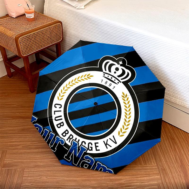 1 PC Automatic Folding Umbrella - Club Brugge KV Custom Name Pattern, Portable & Foldable Design with 8 Ribs, Christmas Birthday Gifts
