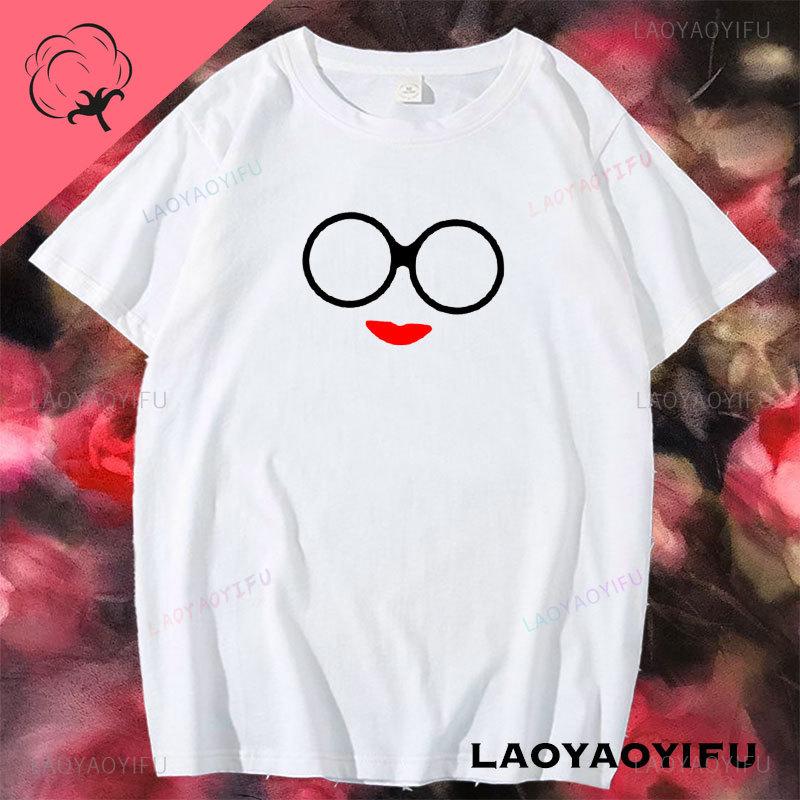Iris Apfel Women Summer Printed Cartoon Art Tshirt Loose Casual Harajuku Streetwear Short Sleeve Cotton Female Tshirt Tops