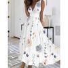 Women's Plus Size Boho Summer Beach Floral V Neck Maxi Vest Dress for Ladies