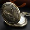 Antique Steam Locomotive Embossed Quartz Pocket Watch Steampunk Dial with Chain Necklace Pendant Jewelry Clock Gift Souvenir