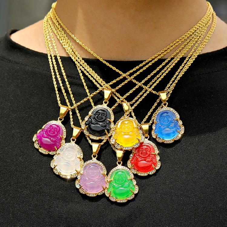 Buddha Necklaces Amulet Chinese Style Maitreya Jewelry All-match Sweater Chain