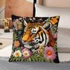 Embroidered Tiger Throw Cushion Covers Chair Living Room Pillowcase Cozy Zipper Sofa Pillow Covers Bedroom Indoor Home Decor