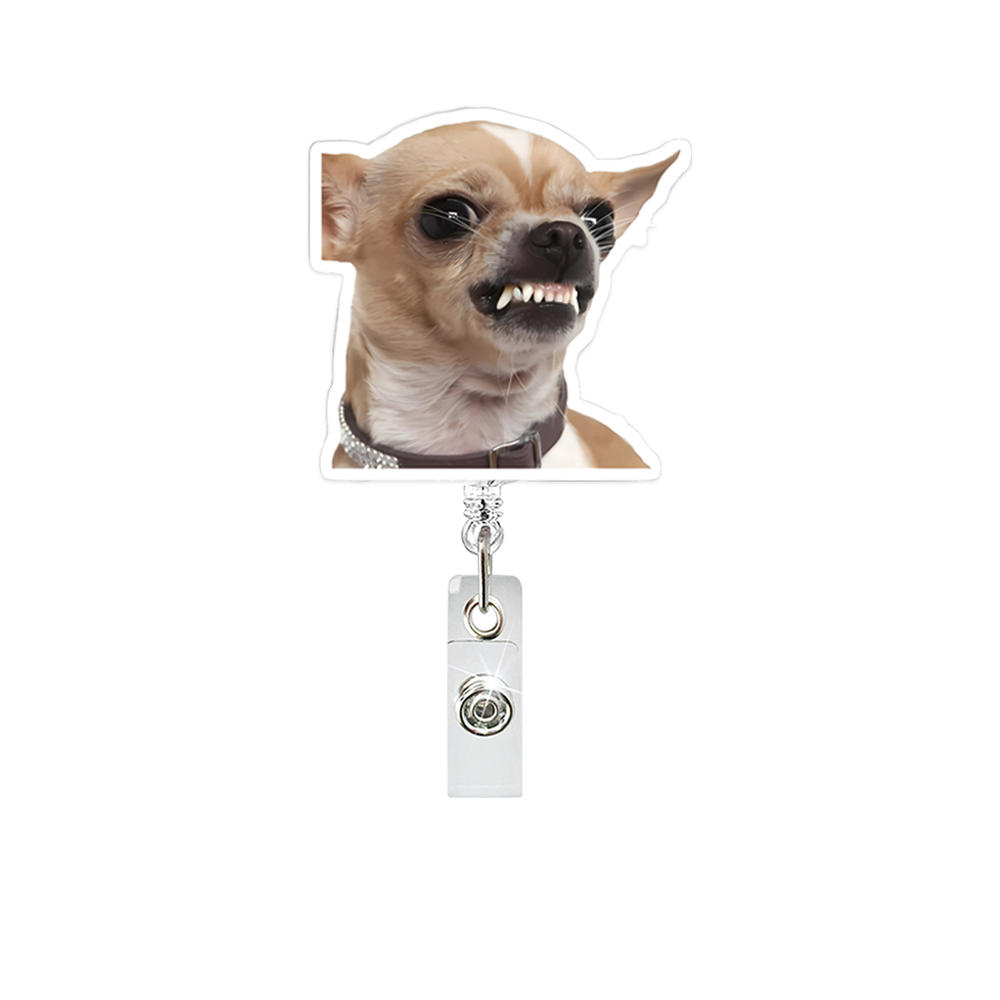 Funny Cat Expression Retractable Hospital Nurse Badge Holder Reel Cute Cartoon Meow Id Tag Work Card Holder Keychains