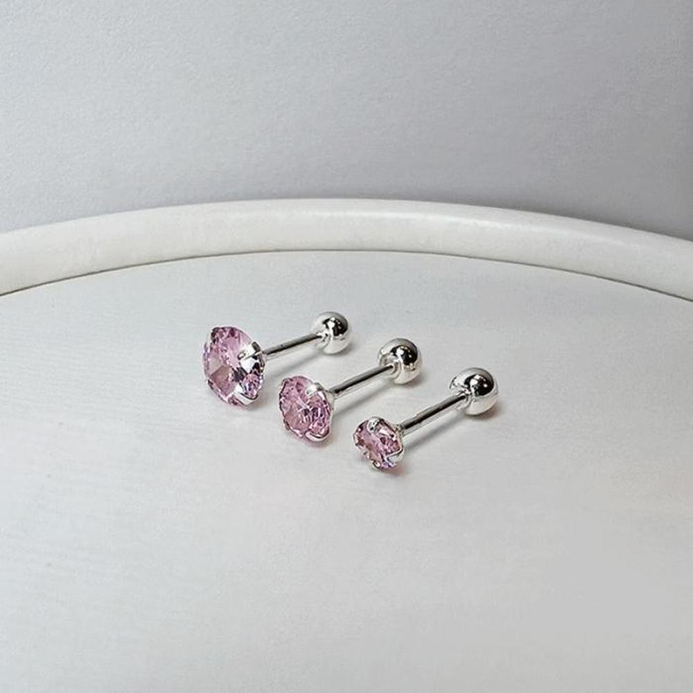 Silver 925 Subtle Pink Cubic Zirconia Piercing 3mm (S9045686)