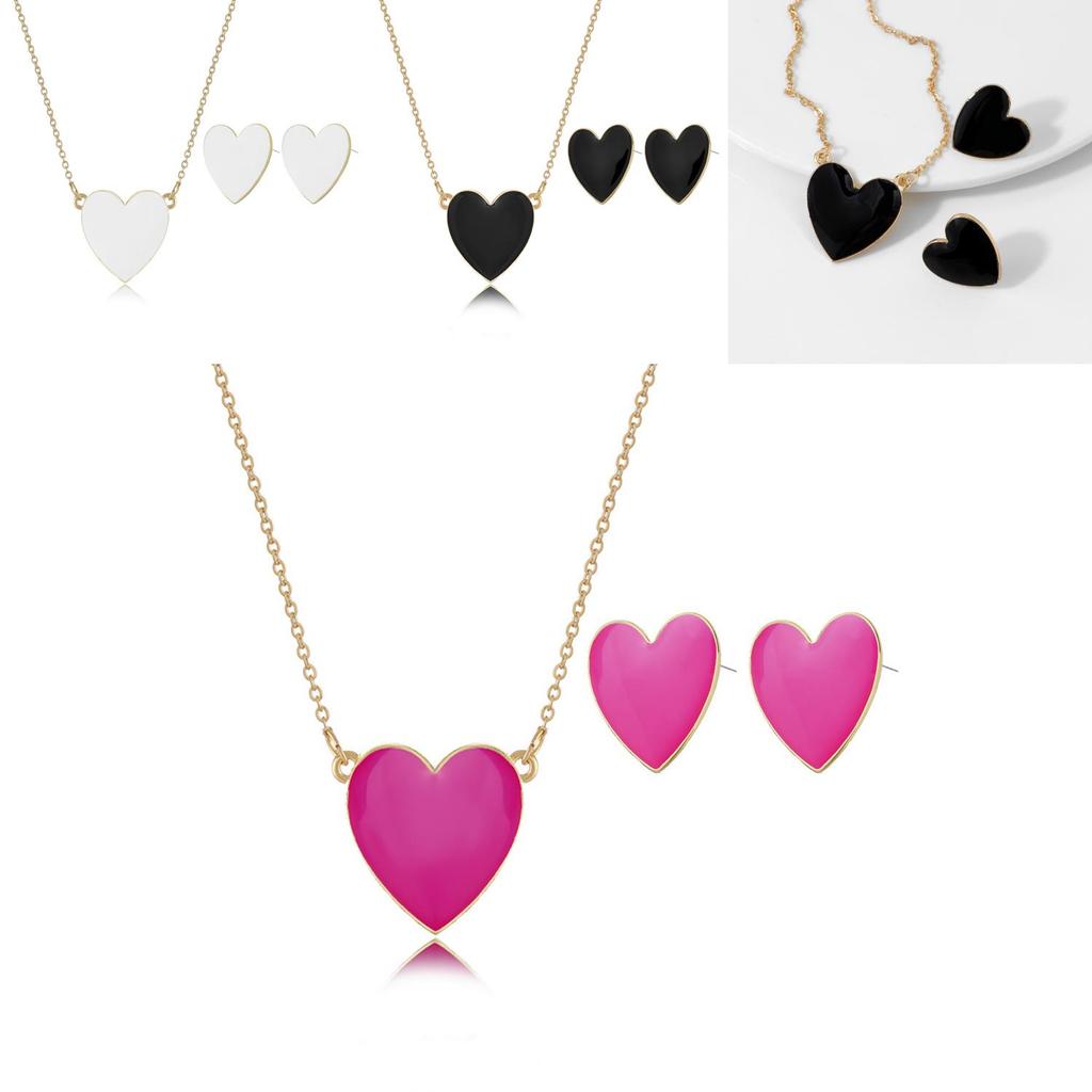 Elegant Geometric Design Necklace And Earring Set In Blue And Black Colors