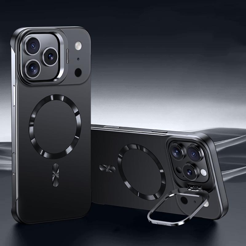 Ultra Thin Metal Lens Holder Frameless for Magsafe Magnetic Case for Iphone 17 Air 16 15 14 Pro Max 13 Solid Matte Skin PC Cover