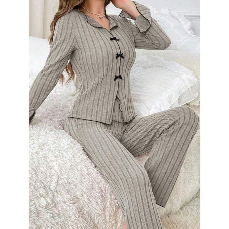 Pajamas Casual Long Sleeve Pants Can Be Outerwear Homewear Two-piece Set Two Piece Home Suit Set