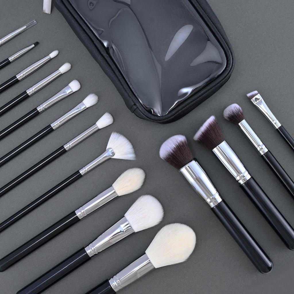 Cangzhou 15-Piece Animal Hair Makeup Brush Set: Eye Shadow & Foundation Brushes