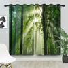 2pcs/set Blackout Curtains Sunny Forest Natural Green Space Landscape Polyester Window Bedroom Kitchen Home Interior Curtains