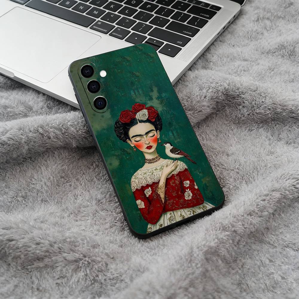A-Artist F-Frida K-Kahlos Black Soft Silicone Phone Case for Samsung Galaxy A73, A71, A72, A70, A53, A52, A51