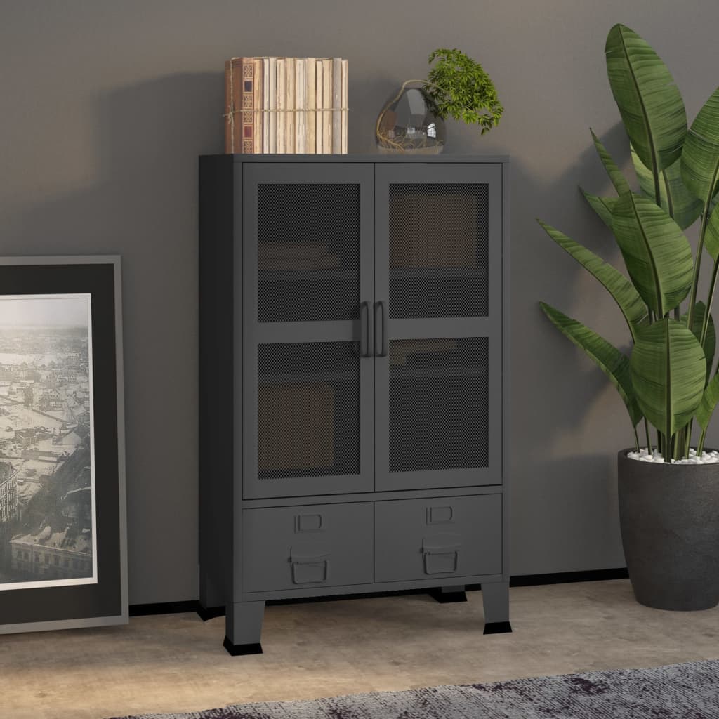 Storage Cabinet Industrial Style Anthracite 70 x 40 x 115 cm Metal