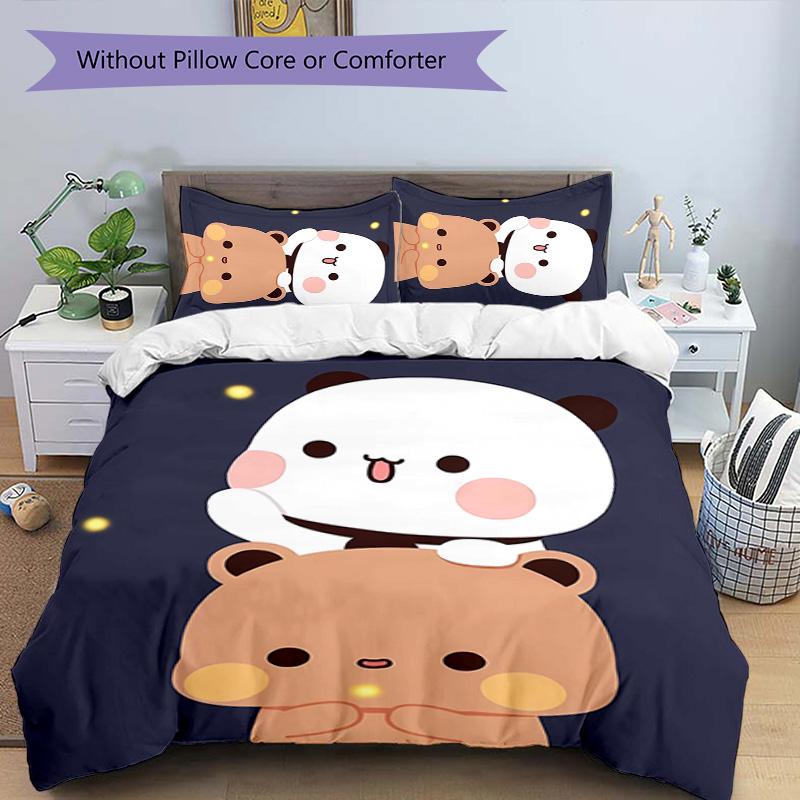3pcs Bubu and Dudu2 Pattern Bedding Set Duvet Cover Set Includes Duvet Cover &pillowcases, Perfect All Season Bedroom Decoration & Gift