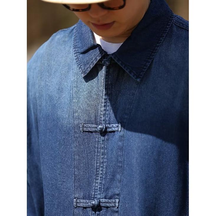 Summer New Chinese Style Vintage Denim Jacket For Men And Women, Loose Retro Button Washed Denim Top