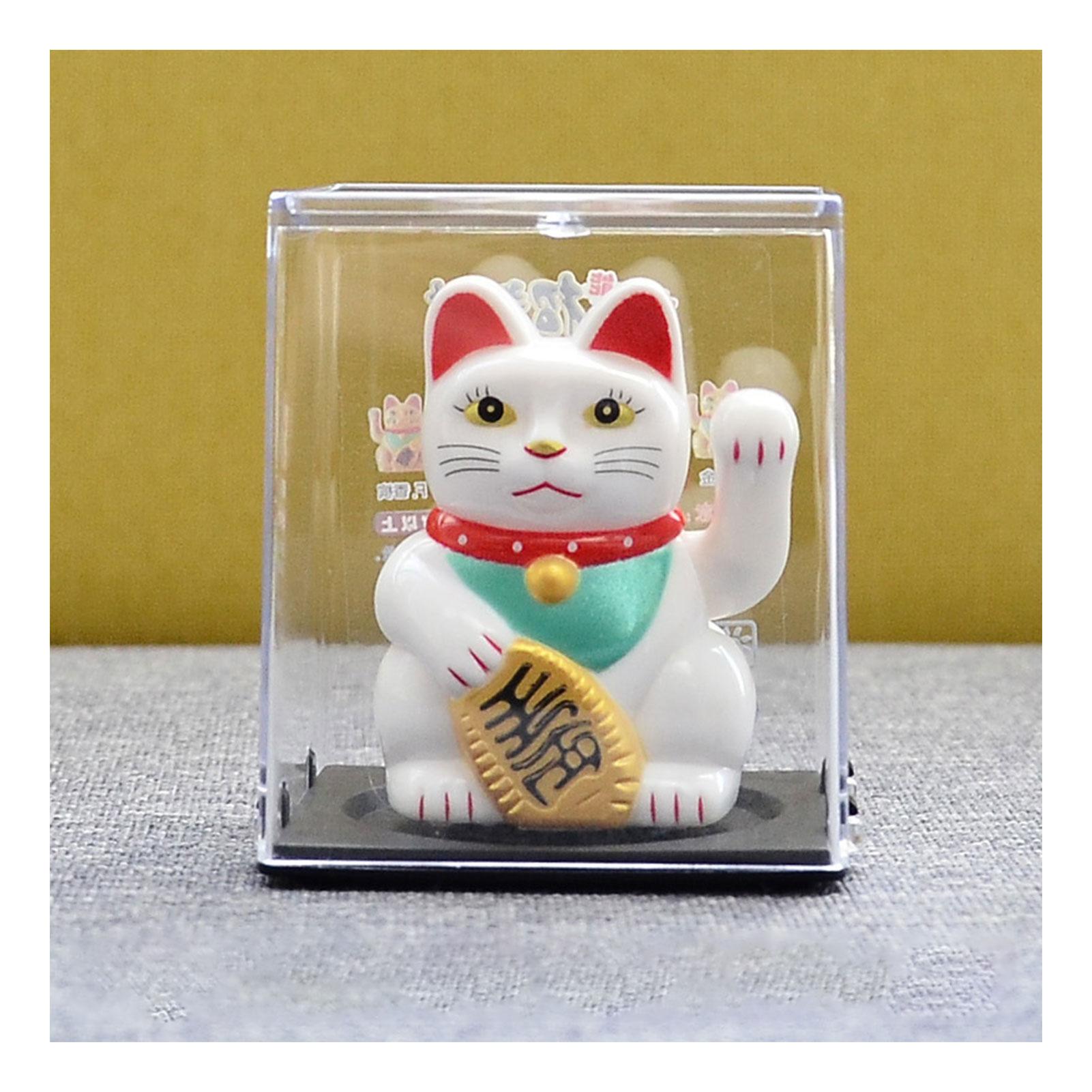 

Solar Automatic Waving Lucky Cat Vivid and Lovely Home Desktop Ornament for Women Men Home Office Decor 23065B білий