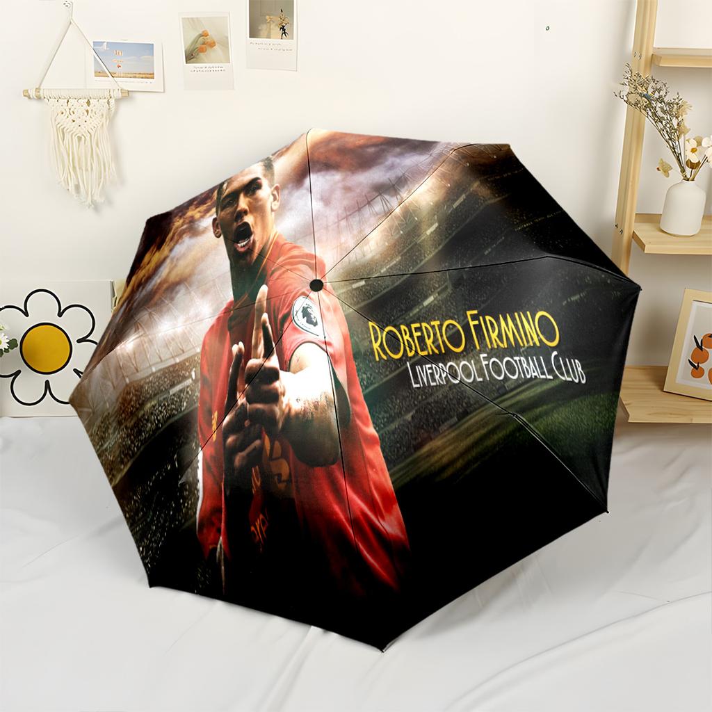 Real Madrid Celebration Portable Automatic Umbrella Compact 8-Rib Lightweight Durable Plastic & Iron for Women/Men Vibrant Pattern Umbrella