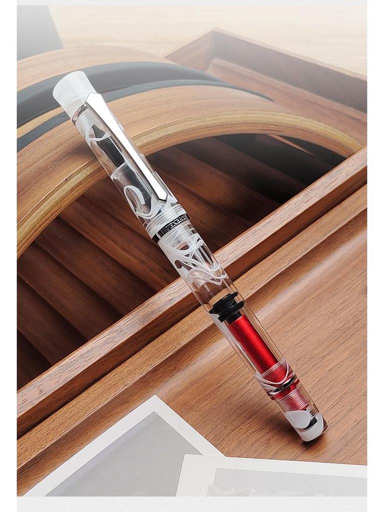 PENBBS 495 Piston Fountain Pen - Large Capacity Transparent Acrylic Unisex Writing Pen