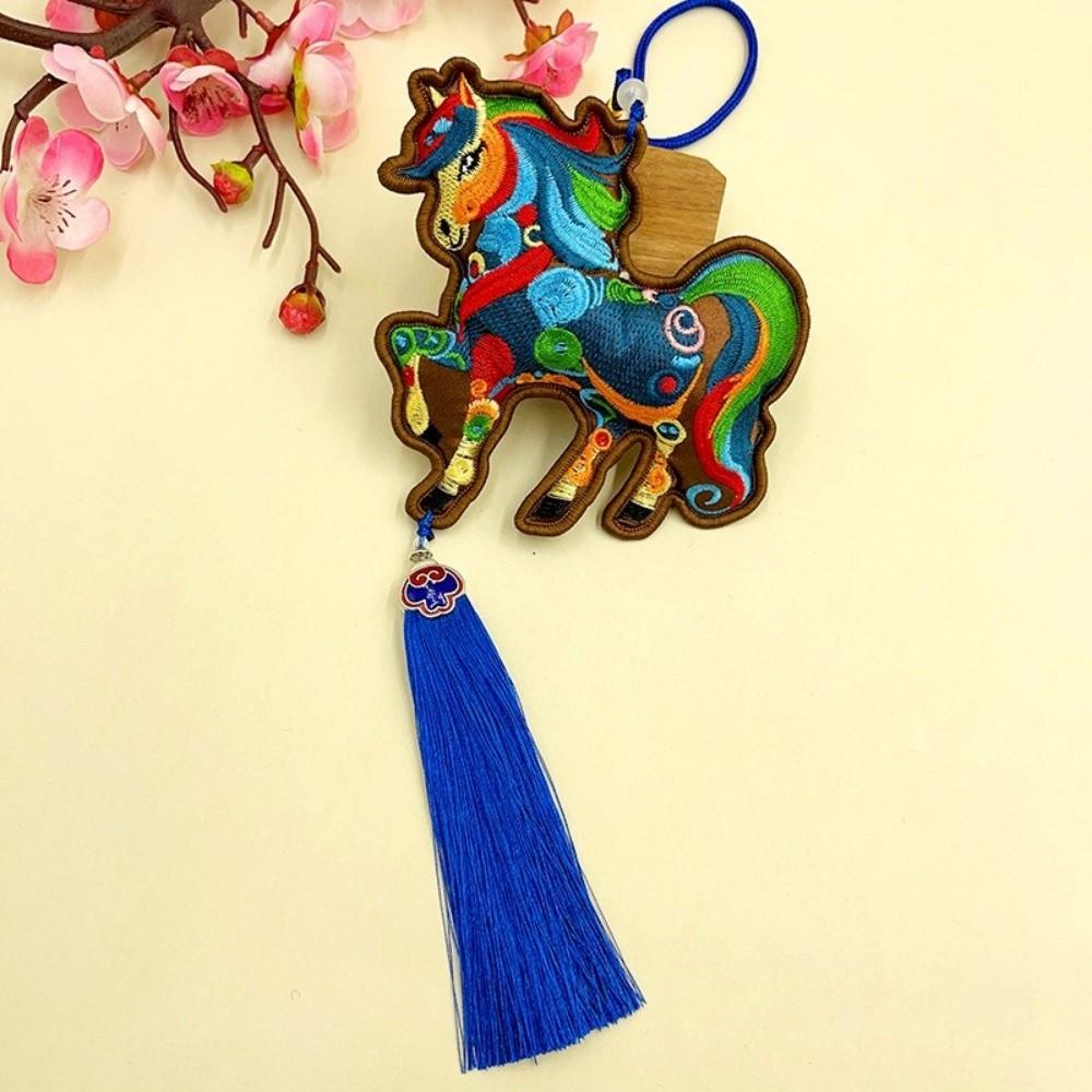 Year of The Horse Mascot Pony Tassel Pendant Embroidery Horse Hanging Decor Collectible