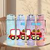 1PC Kids Toy Truck Cartoon 750ml Color Plastic Sports Water Bottle Leakproof Flip Straw Lid Suitable for Sports Office Home Use