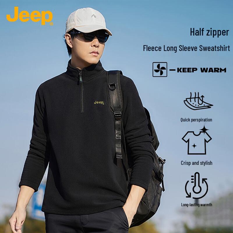 

JEEP Unisex Half-Zip Fleece Long Sleeve Sweatshirt 2XL